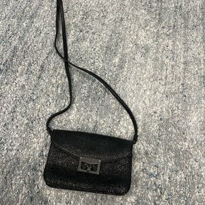 Marc Jacobs Metallic Leather Jane at The Disco Crossbody Bag Clutch Black